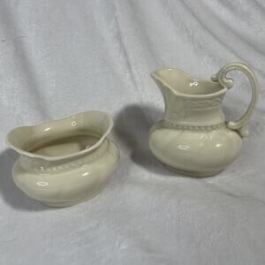 Vintage Estate Lenox Colonial Ivory Open Porcelain Sugar & Creamer Set